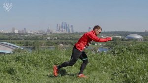 ОФП для лыжников. Статические выпады с резинкой