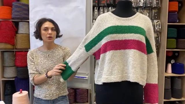 Зимний хлопок. Джемпер с круглой горловиной - «Вата».