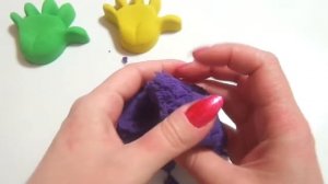 DIY Kinetic Sand Поделки из  песка  Учим цвета Лепим разноцветные ладошки Learn  colors