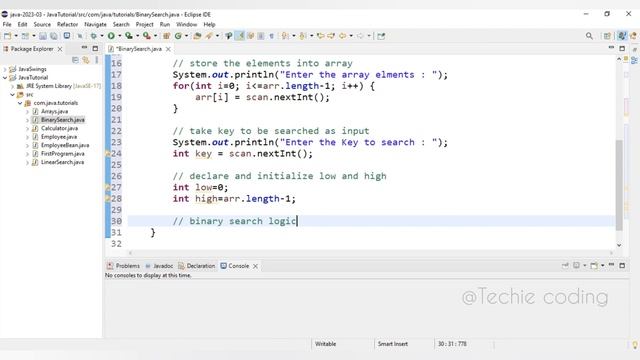 Binary Search in Java | Algorithm and Implementation | Search Key Element #binarysearch