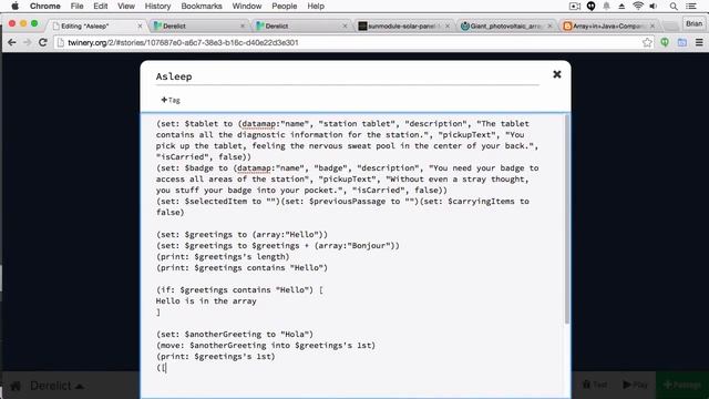 Intro to Twine 2.0: Arrays