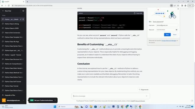 python class to string method