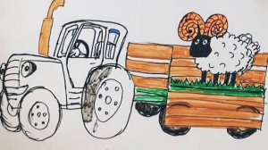 Как нарисовать серый трактор / Мультик раскраска серый трактор .