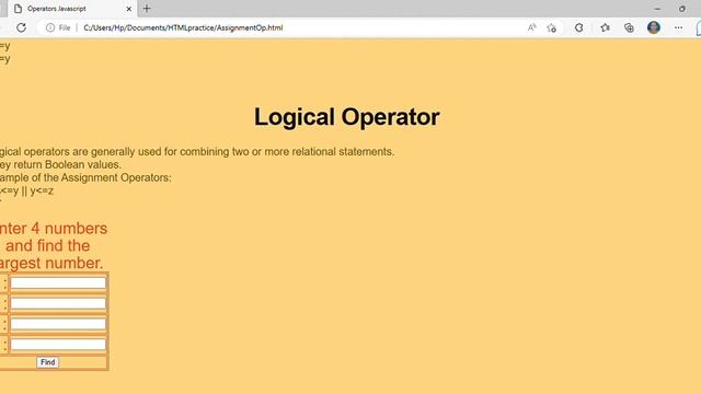 Assignment, Relational and Logical Operators in JavaScript