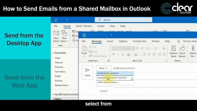 How to Send an Email from an Outlook Shared Mailbox on the Web