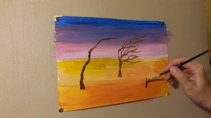 Рисуем "Осенний ветер" гуашь