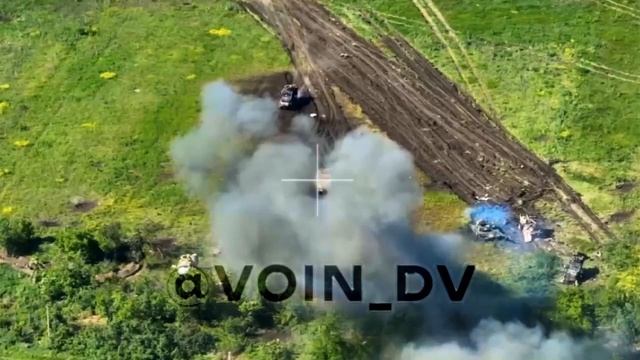Уничтожение 8 единиц техники ВСУ с другого ракурса