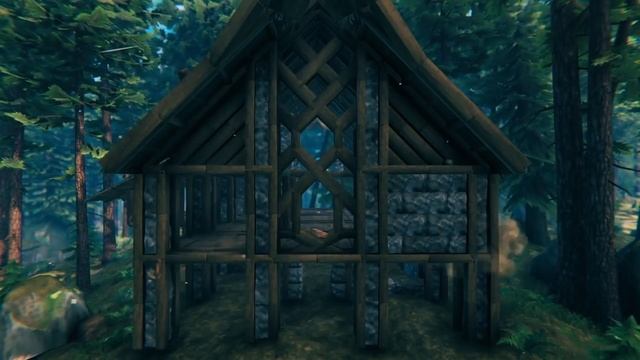 Valheim - How to Build a Large Viking house with fireplace смотреть онлайн