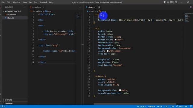 How to create button on html | visual studio code | button style  |