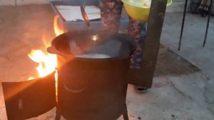 картошка по деревенски в казане на костре