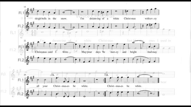 Carol " WHITE CHRISTMAS" /accompaniment for 2 Flutes or Violins, Backing Track ,Karaoke смотреть онлайн