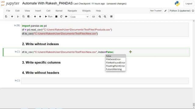 Pandas Write CSV File Python