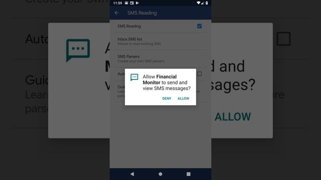 SMS permission request in "Financial monitor" смотреть онлайн