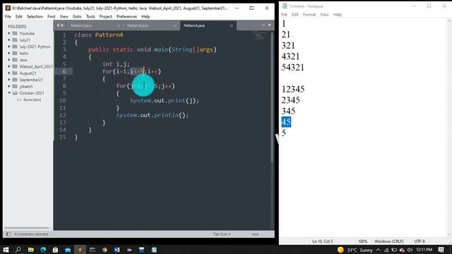 Pattern program in java