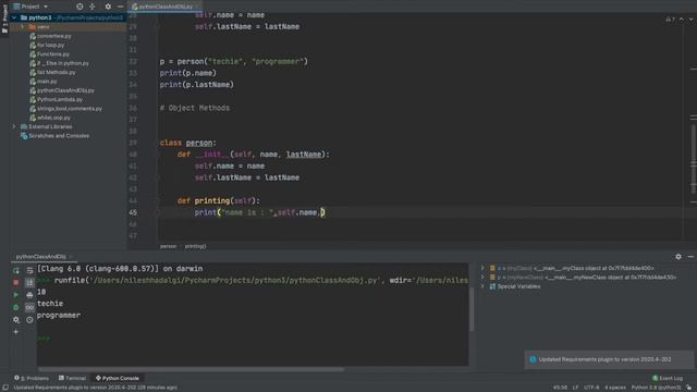 Python classes and objects with example and notes | Techie Programmer