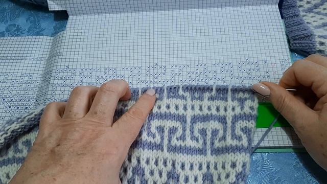 Жаккардовый узор спицами.  Узор № 3 Мастер класс