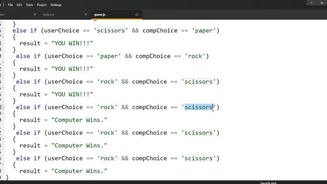 Rock Paper Scissors in Vanilla Javascript