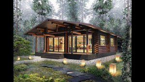 Одноэтажный Дом из бревна для постоянного проживания