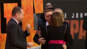 Rampage premiere arrivals, red carpet, photocall: Dwayne Johnson, Malin Akerman, Naomie Harris