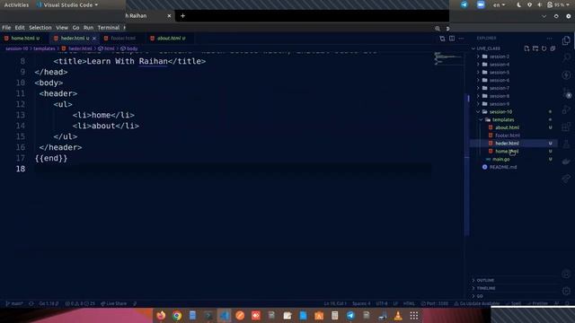 Inserting Templates Inside of Templates || Golang Web Development Live Class || Learn With Raihan