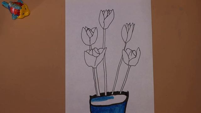 Рисование для детей, Цветы рисунок, как нарисовать цветок, рисуем цветы поэтапно, как рисовать цвет