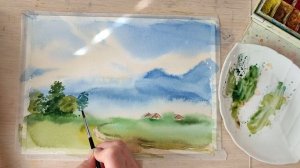 Пейзаж акварелью