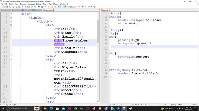 How to make a table using HTML and CSS || Learning IT BD