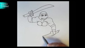 Как нарисовать Черепашку Ниндзя Леонардо, How to draw Ninja Turtles Leonardo