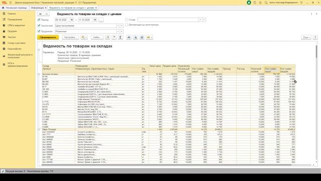 Внешний отчет Ведомость по товарам на складах с закупочными и продажными ценами для 1С смотреть онлайн