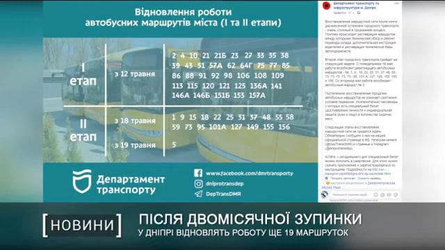 У Дніпрі відновлять роботу ще 19 маршруток смотреть онлайн