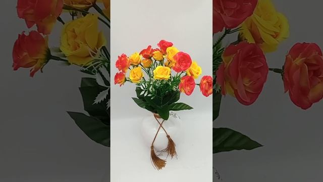 БУКЕТ РОЗ В ВАЗЕ. ИСКУССТВЕННЫЕ ЦВЕТЫ ДЛЯ ДЕКОРА. смотреть онлайн