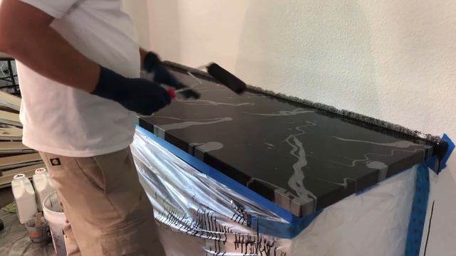 Black & Silver Metallic Epoxy Countertop | Simple Vein Technique смотреть онлайн