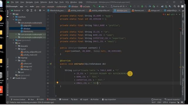 CRUD - SQLITE and Android - Create and Insert