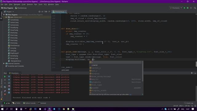 Программирование игр Pygame #7: Печать текста на дисплей, пауза.