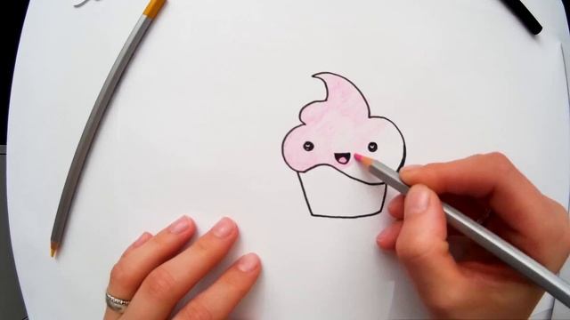 Как нарисовать милое ПИРОЖНОЕ с глазками КАВАИИ KAWAII Урок рисования смотреть онлайн