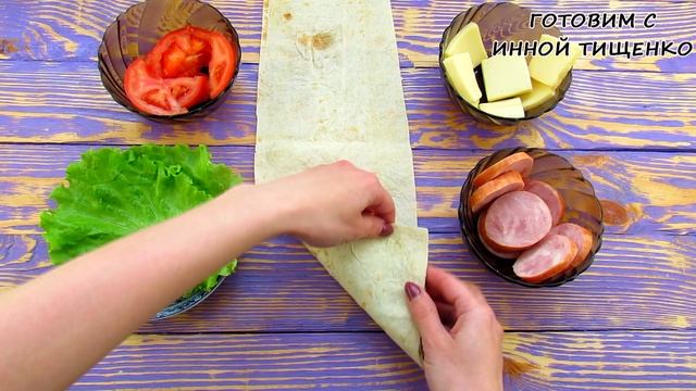 ЗАКУСКА из ЛАВАША! Хрустящий Лаваш с начинкой - треугольники (конвертики). Рецепт закуски
