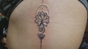 Unalome tattoo on female ribs tattoo by Boris Kuryakin March 02, 2018