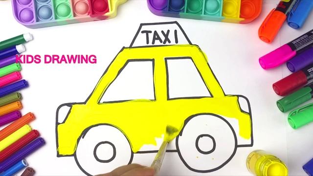 How to draw Taxi Car | Рисуем машину такси для малышей | Bolalar uchun oson rasm chizish смотреть онлайн