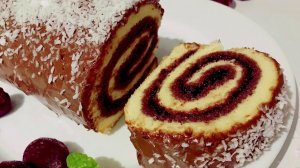 РУЛЕТ БИСКВИТНЫЙ С ВАРЕНЬЕМ, Быстро, Просто и Очень ВКУСНО. Biscuit roll with jam