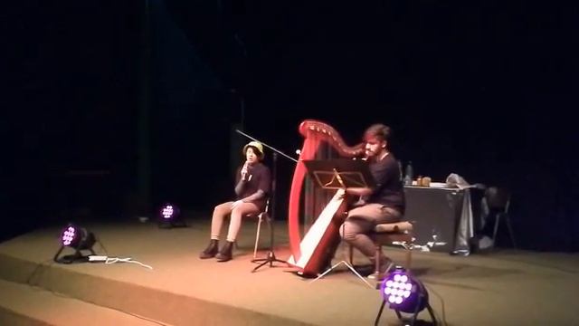 Billie Eilish No time to die cover at school talent competition with voice and harp смотреть онлайн