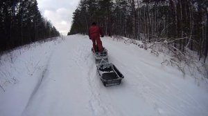 На мотобуксировщике "Мухтар-7" по озеру и лесу. Впечатляющие результаты.