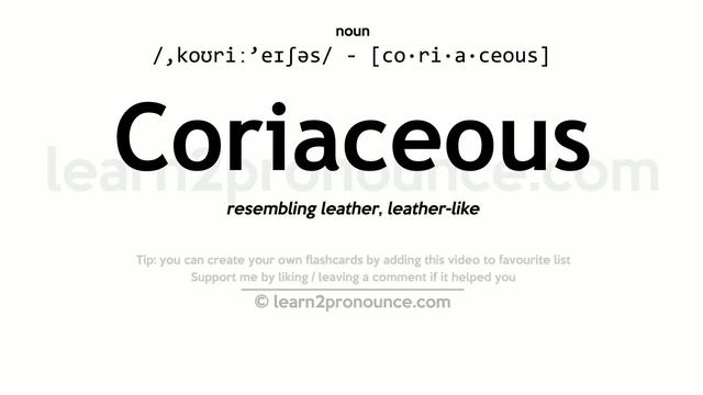 Pronunciation of Coriaceous | Definition of Coriaceous смотреть онлайн
