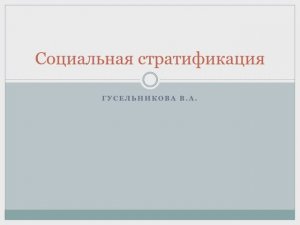 Социальная стратификация