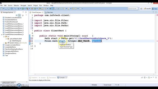 Java 8 IO Enhancement Files.walk() method