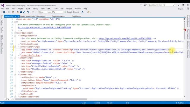 mvc insert radio button value into mysql(phpmyadmin) 5.7 database
