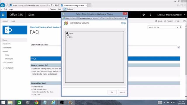 SharePoint2013 TechnicalVideo 02: How to connect SharePoint list filter to a list view?