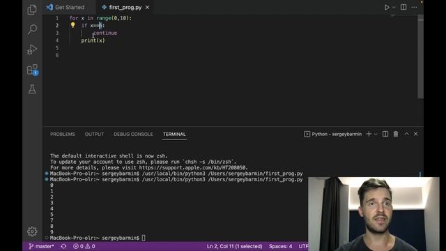 Break and Continue statements. Python. смотреть онлайн