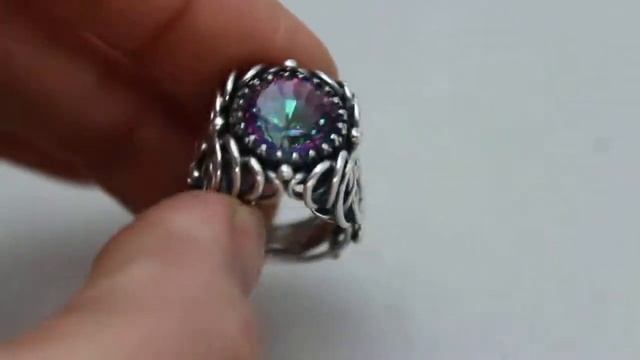 Серебряное кольцо с мистик топазом