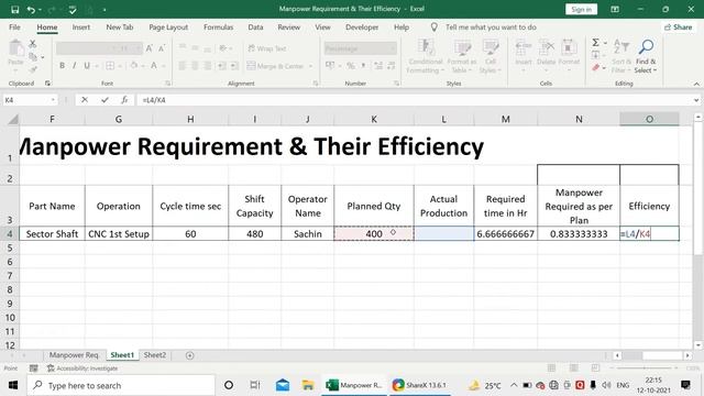 Excel template Production planning, Manpower planning, Manpower efficiency @smartofficetemplates смотреть онлайн