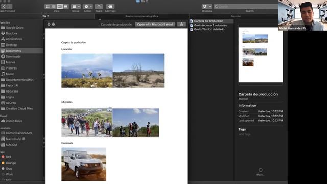 CINEMATOGRAFÍA PRODUCCIÓN  SEMINARIO  TALLER Conexiones de Esperanza